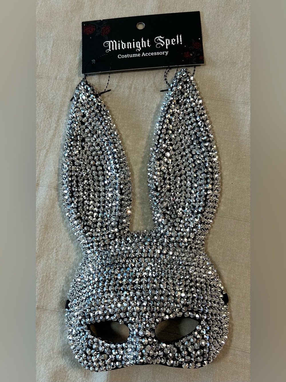 Silver Crystal Bunny Mask - Costume Accessory